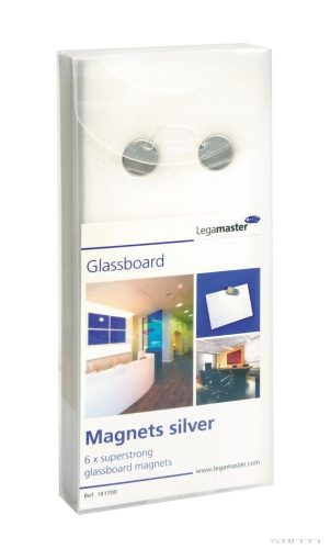 Magnet de culoare argintie pentru table de sticlă (6 buc / pachet)